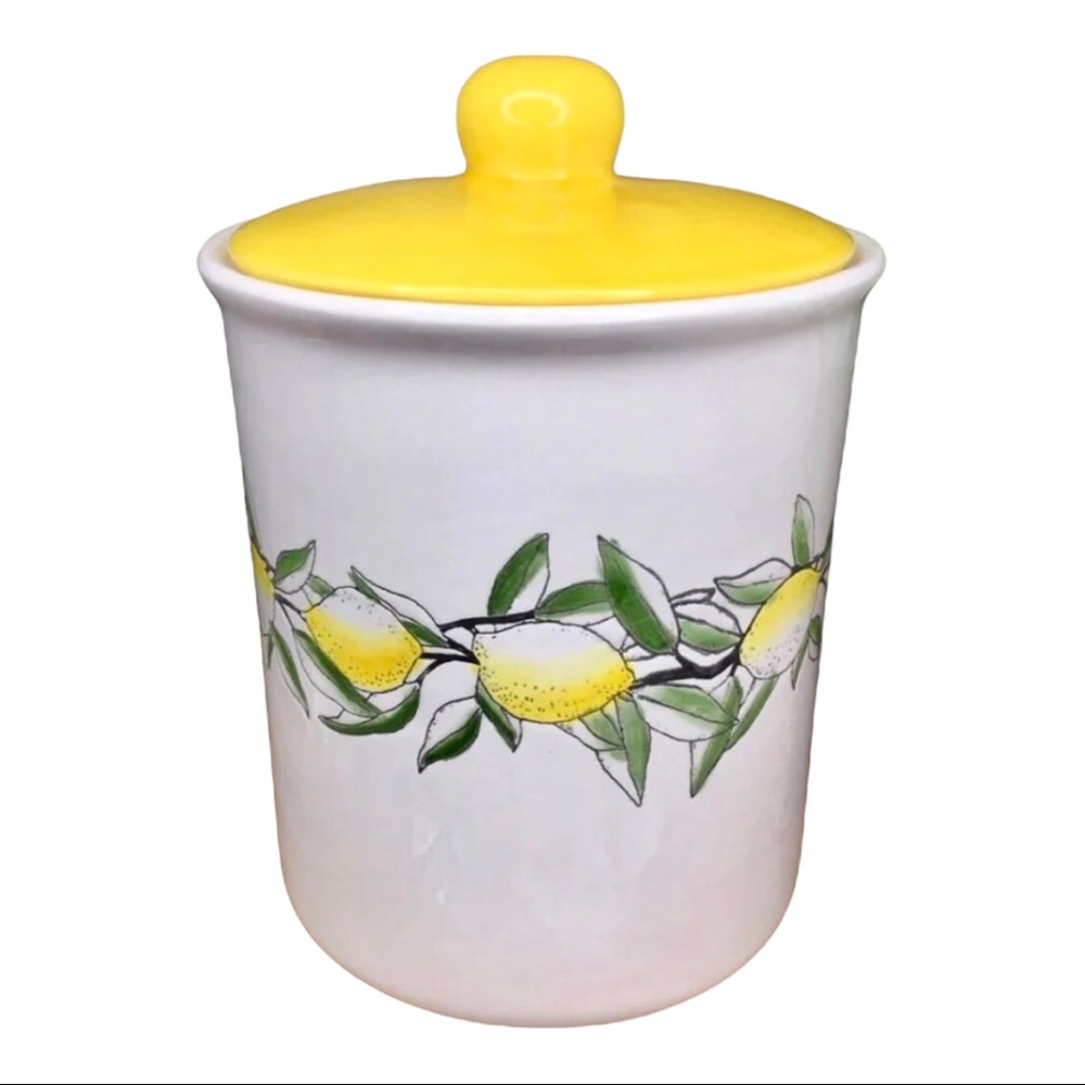 Lemon Ceramic Canister with Sunny Yellow Lid  New